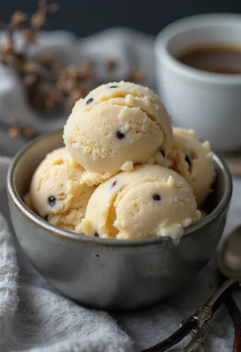Helado de vainilla Bourbon servido