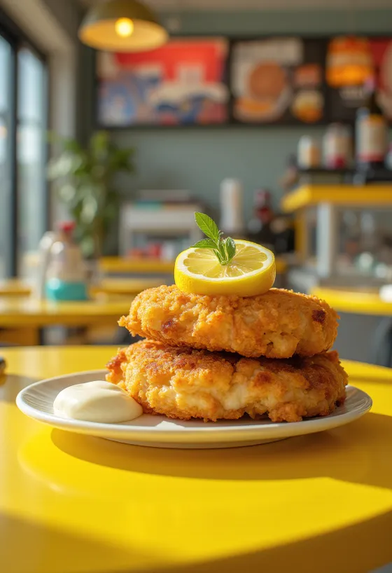 Tortitas de pescado con perejil servidas