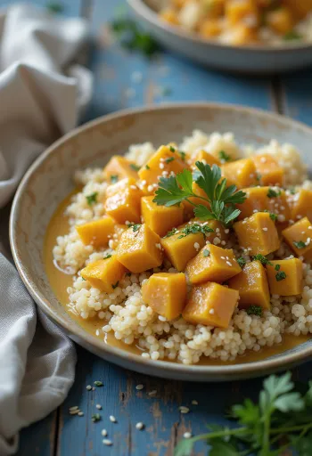 Curry de quinoa y calabaza con tahini