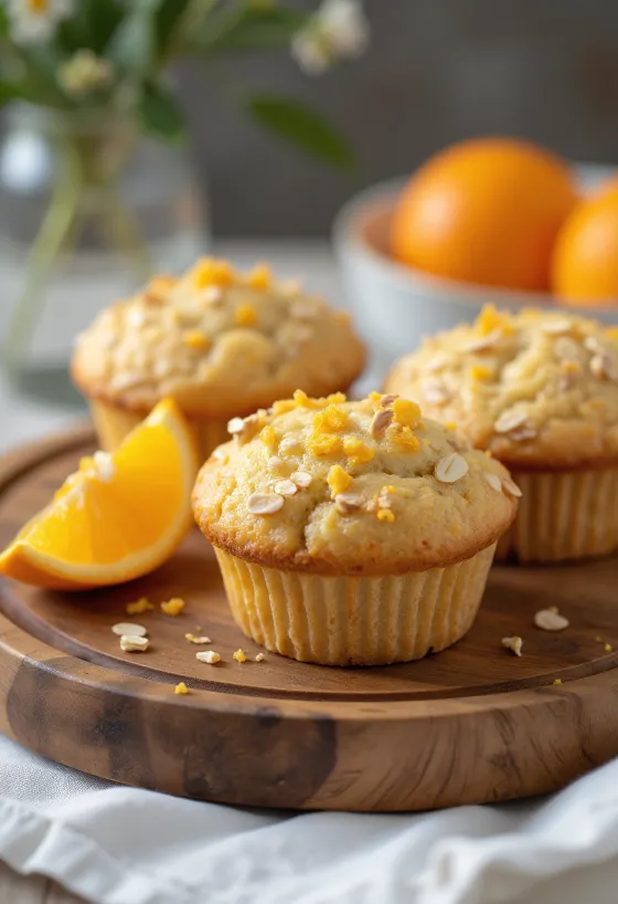 Muffins de avena y naranja servidos