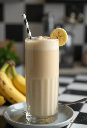 Licuado de plátano servido en vaso