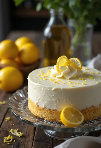 Pastel de mousse de limón con decoración