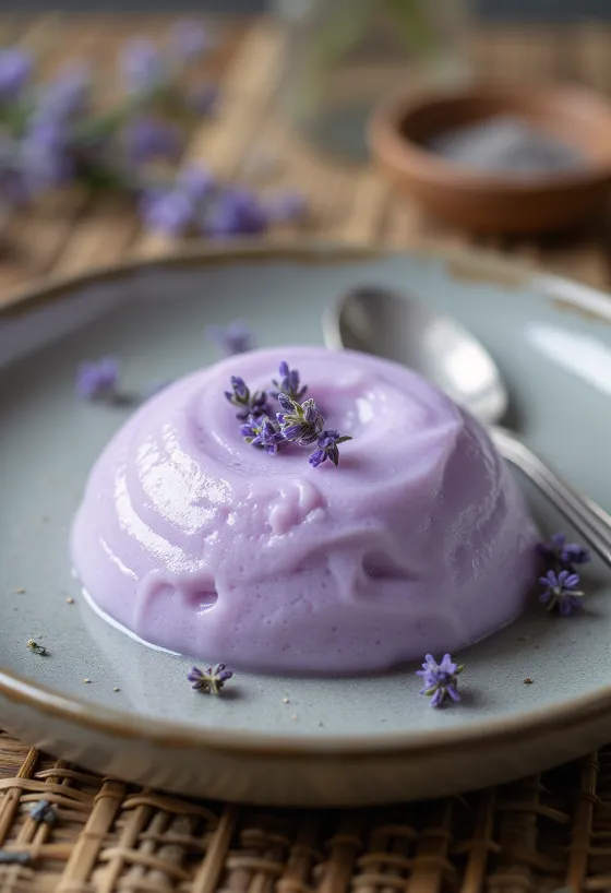 Parfait de lavanda servido