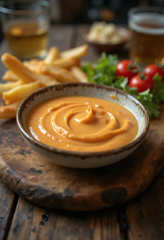 Mayonesa de chipotle servida con papas fritas