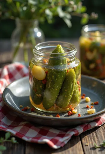 Albahaca encurtida en frasco