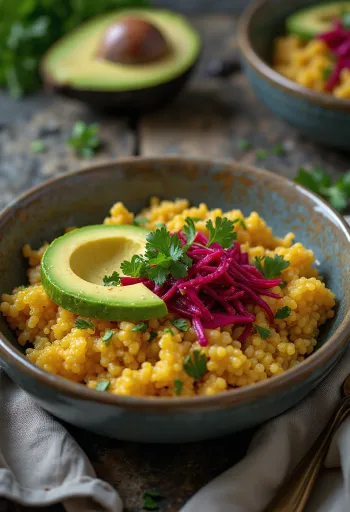 Buda Bowl de Quinoa al Curry con Betabel y Aguacate