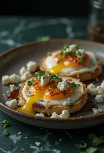 Berenjenas al grill con queso de cabra y BBQ servidas