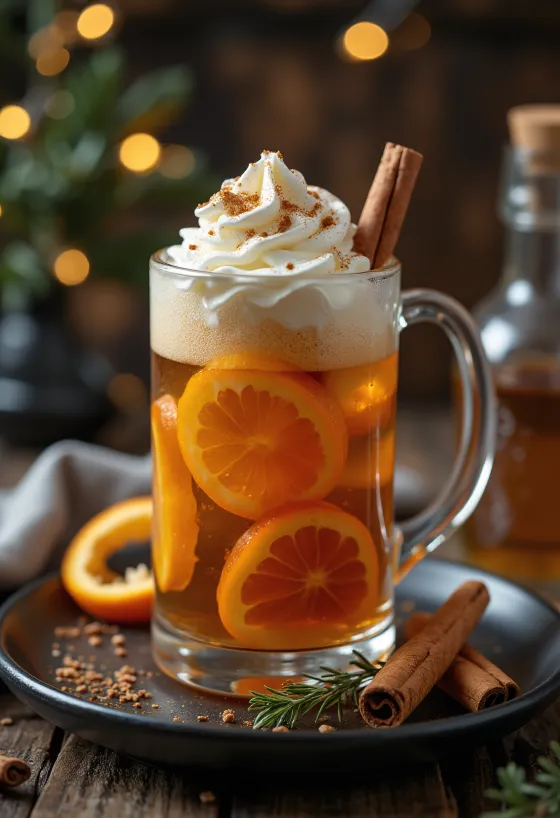 Sidra navideña dulce servida en vaso