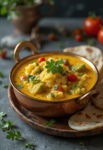 Avial con jitomate, servido con cilantro fresco