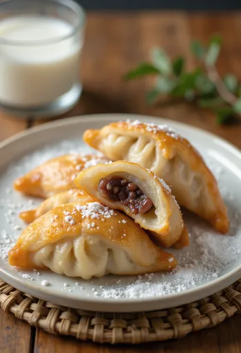 Mandu coreano dulce de frijol rojo servido
