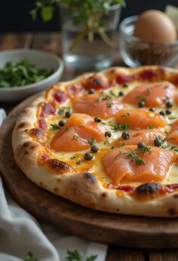 Pizza estilo danés con salmón ahumado