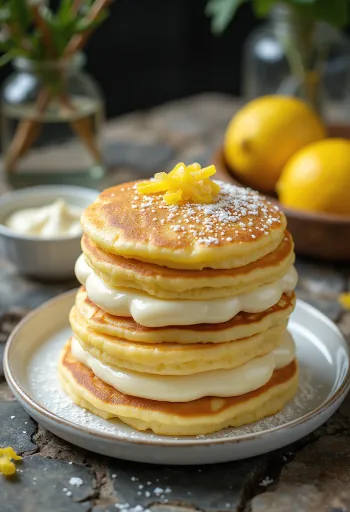 Pastel de crepas con requesón servido en un plato