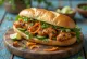 Bánh Mì Gà Nướng sándwich de pollo a la parrilla servido con verduras frescas y cilantro.