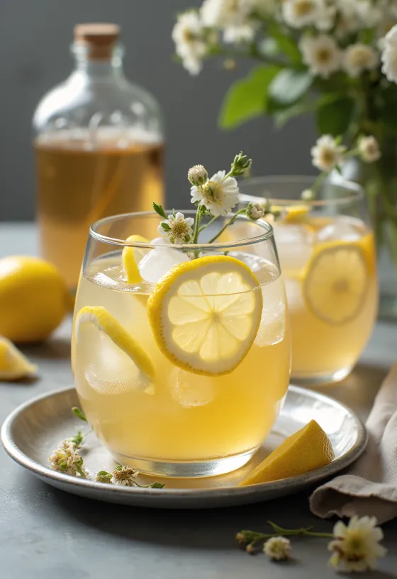 Sidra helada de flor de saúco servida fresca