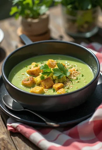 Crema de Brócoli al Curry con Tofu