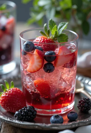 Sidra de frutos rojos servida fresca