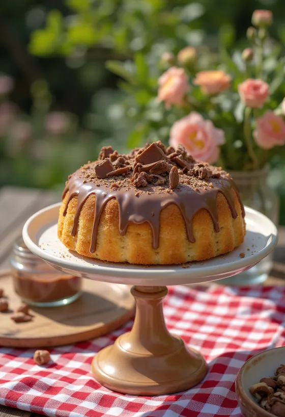 Pastel de crema de avellanas servido