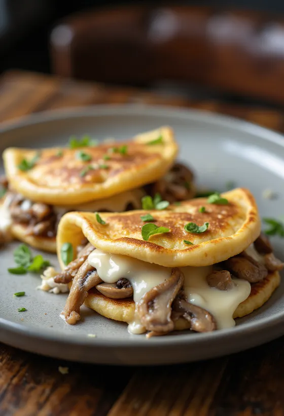 Crepas de pollo con champiñones recién horneadas