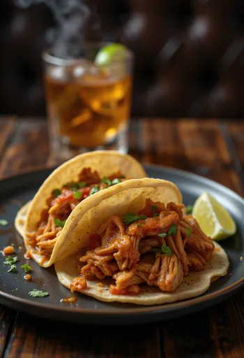 Tacos de Pollo al Chipotle servidos