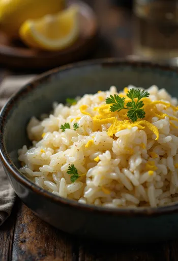 Arroz al limón con jengibre servido