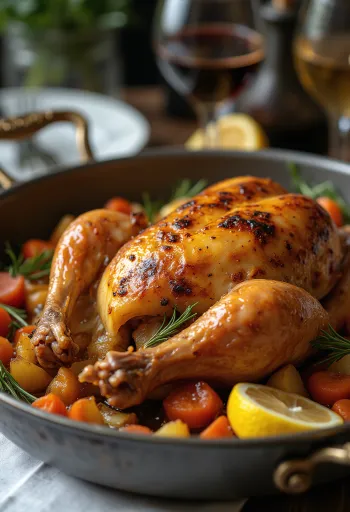 Gallina de Guinea asada servida con verduras asadas