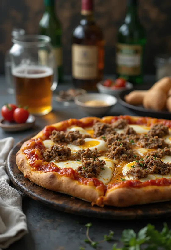 Pizza estilo mongol servida con carne de cordero y especias