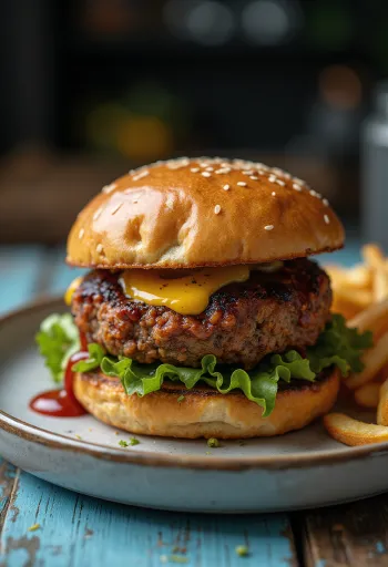 Hamburguesa de seitán con verduras frescas