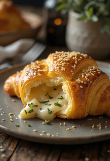 Croissant de queso Gouda servido
