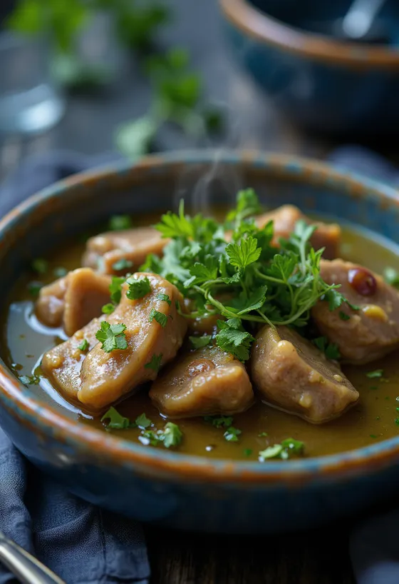 Chakapuli con cordero servido en salsa especiada