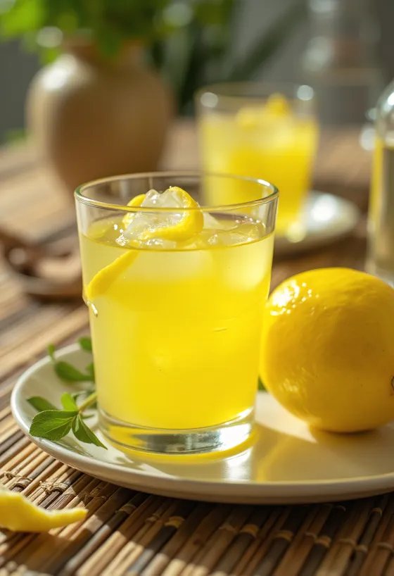 Limoncello casero servido en botella