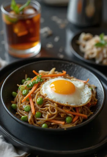 Mee Goreng con huevo servido fresco