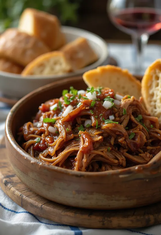 Pulled pork BBQ servido en bollo fresco y con col agria