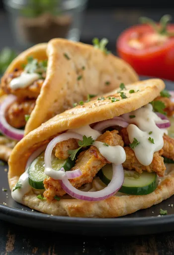Gyros de pollo servido