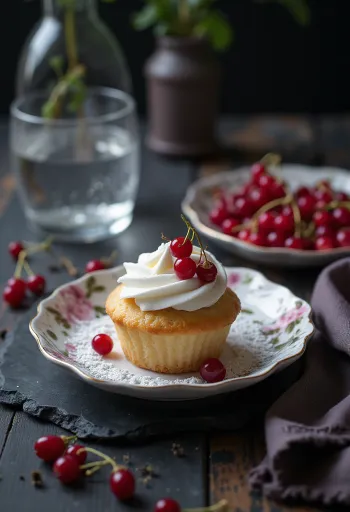 Cupcakes de grosella servidos
