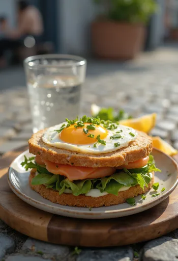 Smörgåstårta con harina integral, salmón y pepino