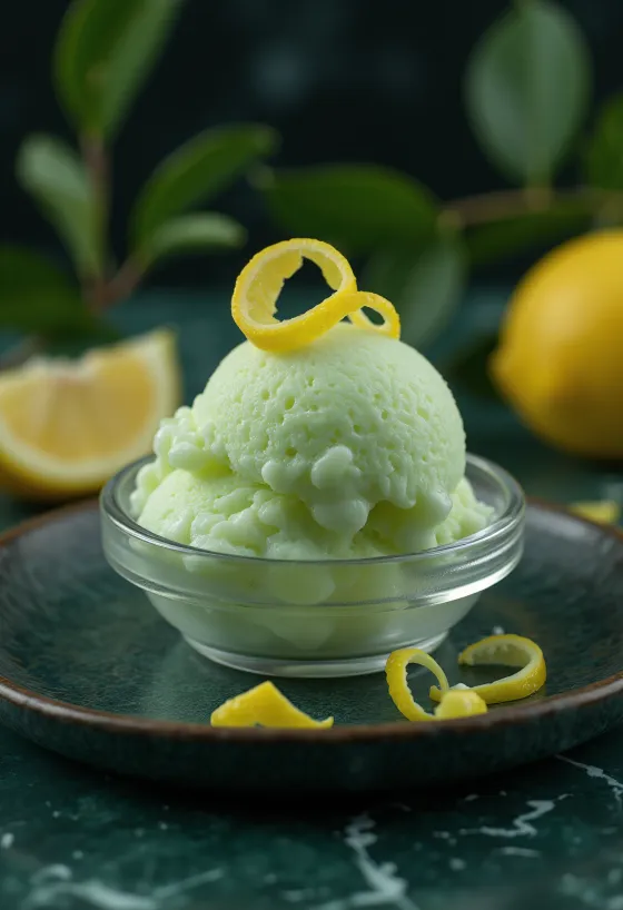 Helado de hierba de limón servido