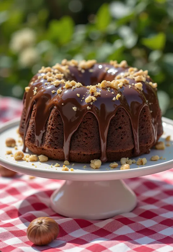 Pastel trufa de chocolate y avellana servido en rebanadas