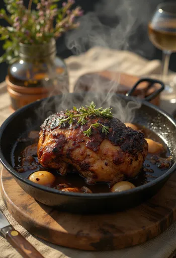 Carne de búfalo asada con romero y vino tinto
