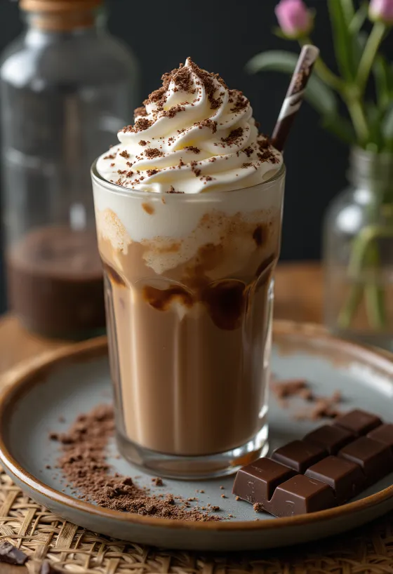 Frappé de chocolate servido