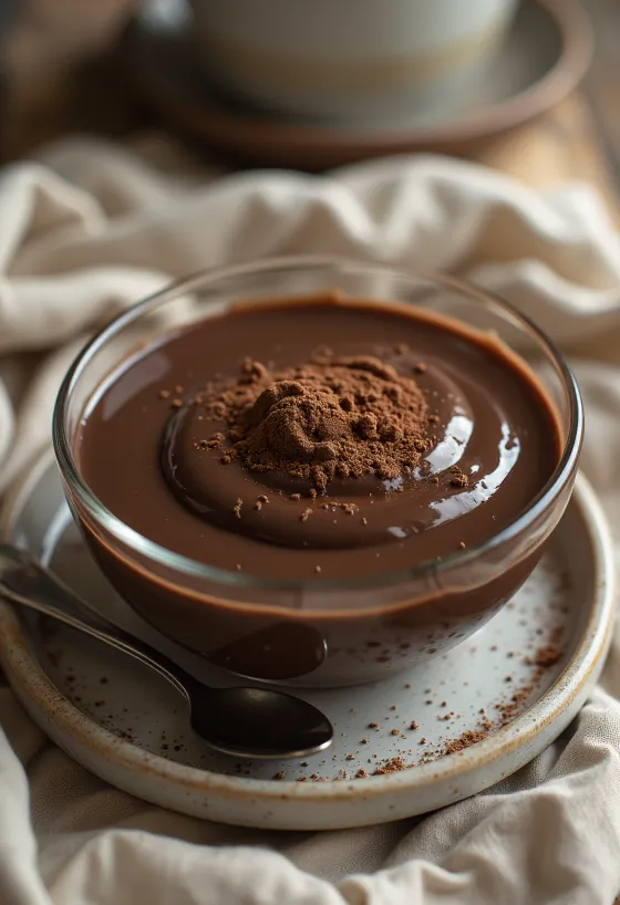 Pudín de Chocolate servido en un vaso