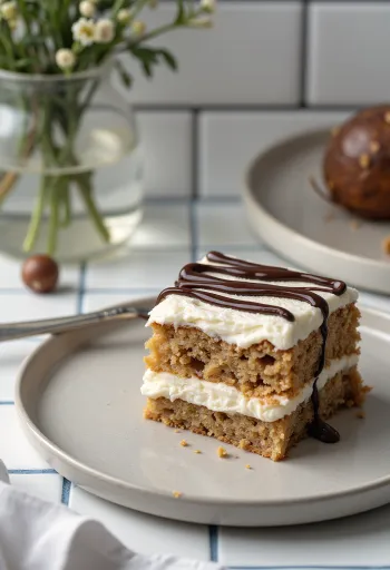 Pastel de castañas sin azúcar con crema de mascarpone y chocolate amargo