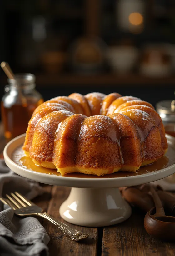 Rosca de miel y especias servida