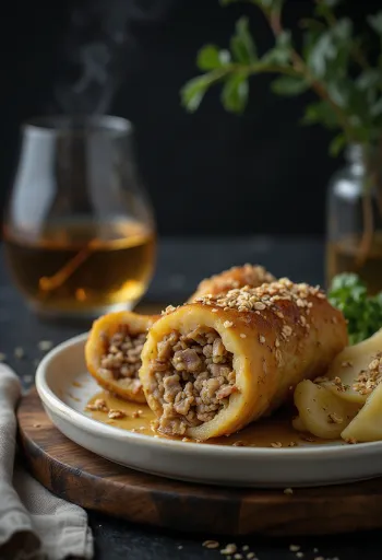 Haggis servido con puré de papa y nabo