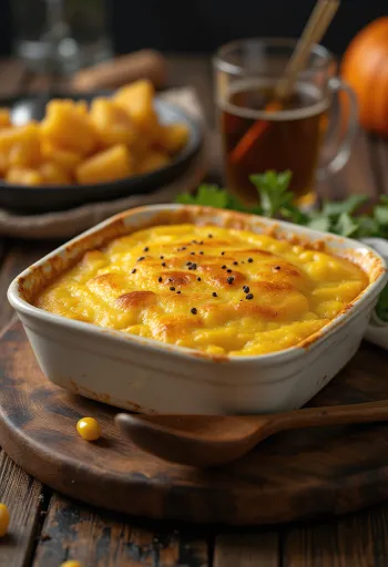 Humita de zapallo, hecha con calabaza, fresca y caliente, con masa dorada.