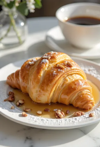 Croissant canadiense de miel de maple recién horneado