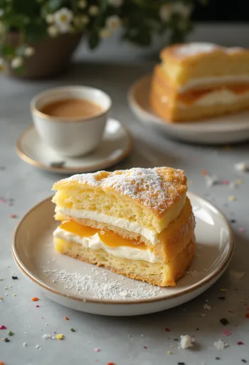 Pastel clásico de capas de miel con crema de vainilla casera.