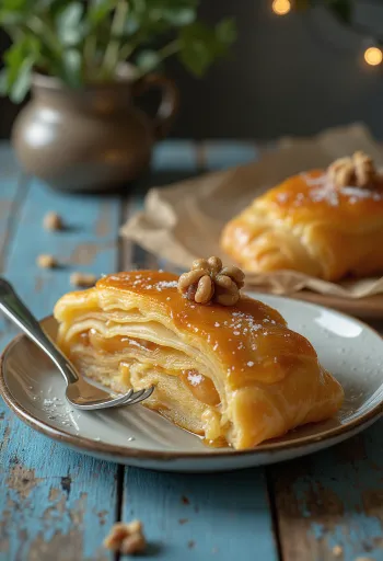 Strudel de miel servido