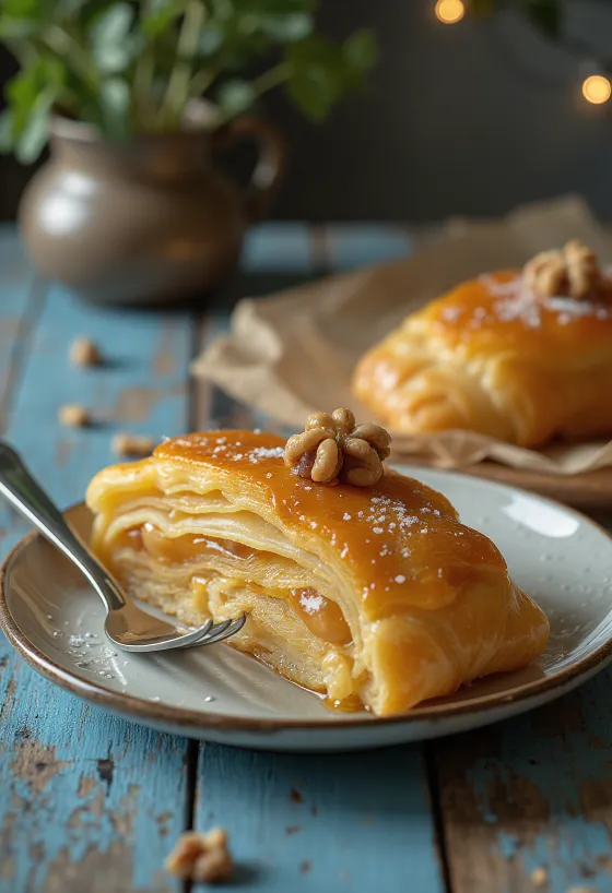 Strudel de miel servido
