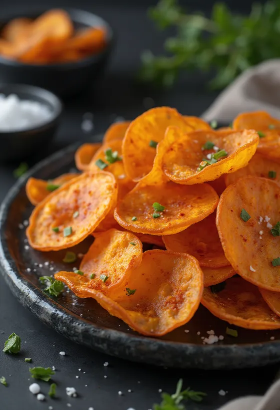 Chips de camote con cilantro