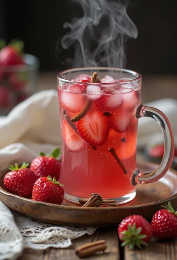 Sidra de fresa servida en vaso